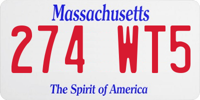 MA license plate 274WT5