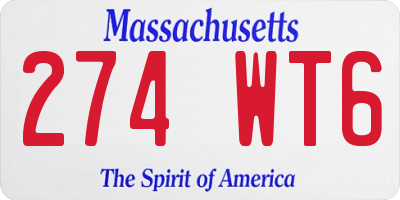 MA license plate 274WT6