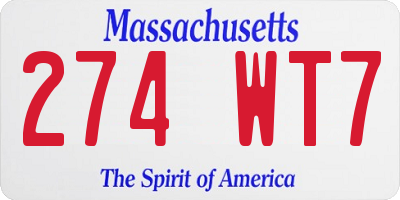 MA license plate 274WT7