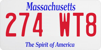 MA license plate 274WT8
