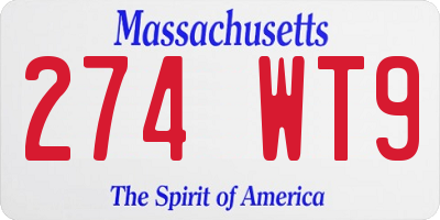 MA license plate 274WT9