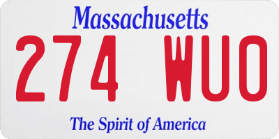MA license plate 274WU0