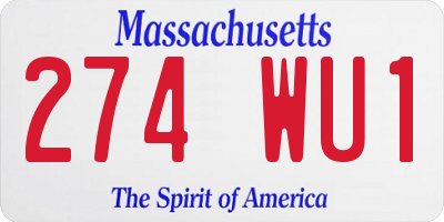 MA license plate 274WU1