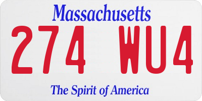 MA license plate 274WU4