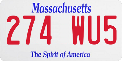 MA license plate 274WU5
