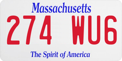 MA license plate 274WU6