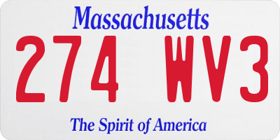 MA license plate 274WV3