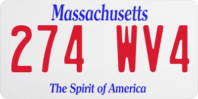 MA license plate 274WV4