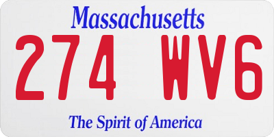 MA license plate 274WV6