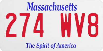 MA license plate 274WV8