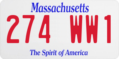 MA license plate 274WW1