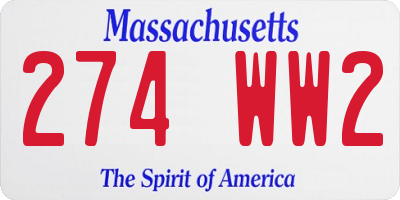 MA license plate 274WW2