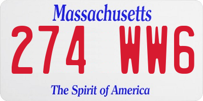MA license plate 274WW6