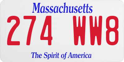 MA license plate 274WW8
