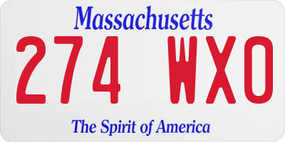 MA license plate 274WX0