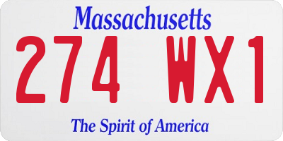 MA license plate 274WX1