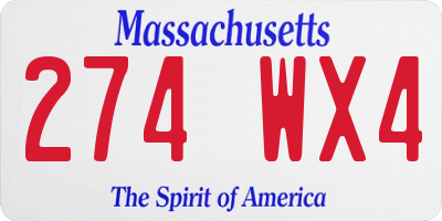 MA license plate 274WX4