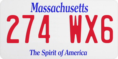 MA license plate 274WX6