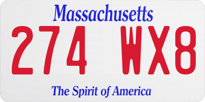 MA license plate 274WX8