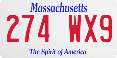MA license plate 274WX9