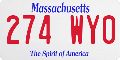 MA license plate 274WY0