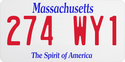 MA license plate 274WY1