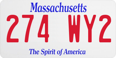 MA license plate 274WY2