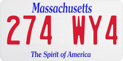 MA license plate 274WY4
