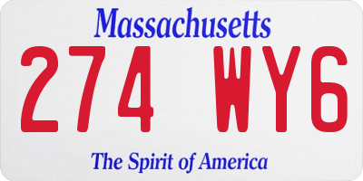 MA license plate 274WY6