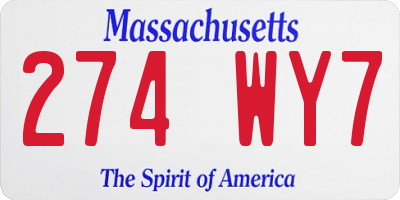 MA license plate 274WY7