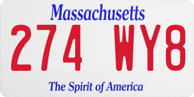 MA license plate 274WY8