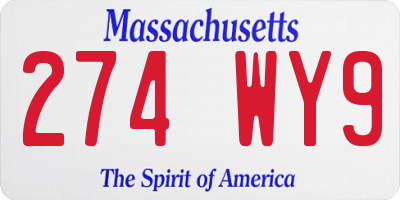 MA license plate 274WY9