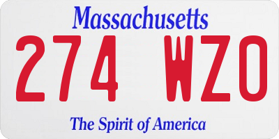 MA license plate 274WZ0