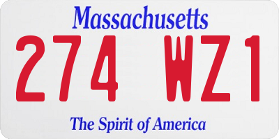MA license plate 274WZ1