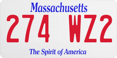 MA license plate 274WZ2