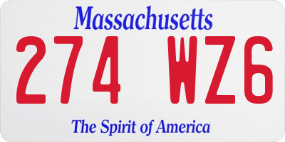 MA license plate 274WZ6