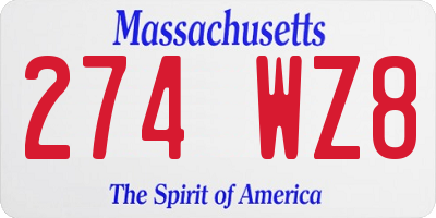 MA license plate 274WZ8