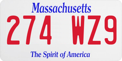 MA license plate 274WZ9