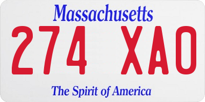MA license plate 274XA0
