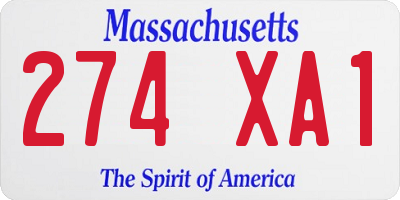 MA license plate 274XA1
