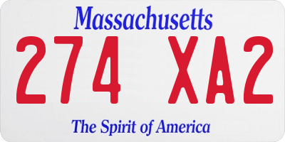 MA license plate 274XA2