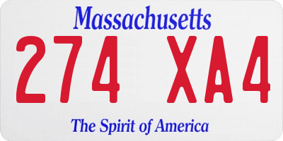 MA license plate 274XA4