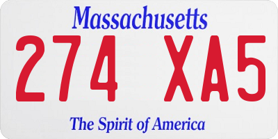 MA license plate 274XA5
