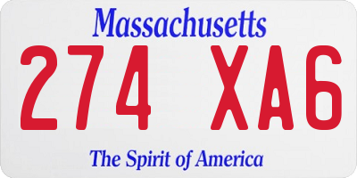 MA license plate 274XA6