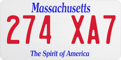 MA license plate 274XA7