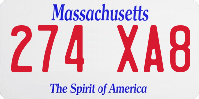 MA license plate 274XA8