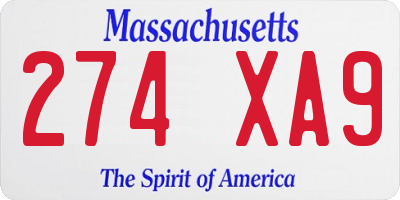 MA license plate 274XA9