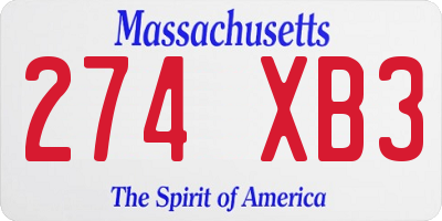 MA license plate 274XB3
