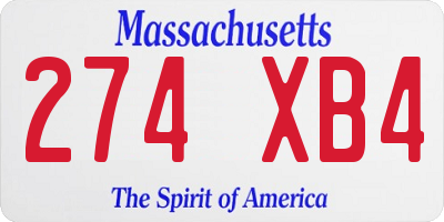 MA license plate 274XB4
