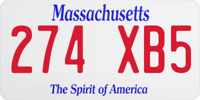 MA license plate 274XB5